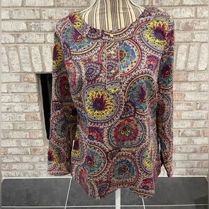 Talbots Colorful Paisley Floral Women's Top Size 8 blouse